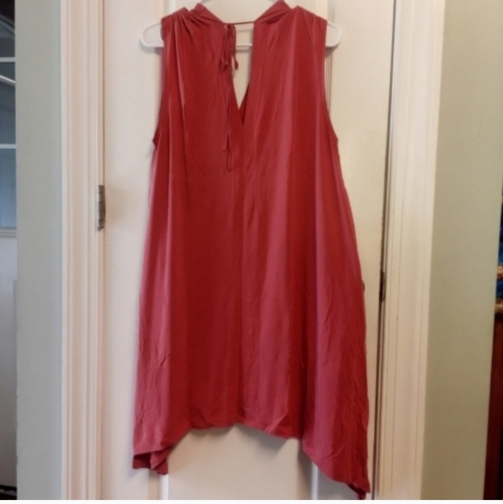 Elegant Kori America Mini Dress Tunic S Sleeveless Pink Asymmetrical Hemline